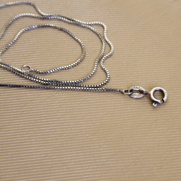 Vintage Silver Box Chain, Real 925 Sterling Silver, High Quality Silver Necklace - Picture 7 of 10